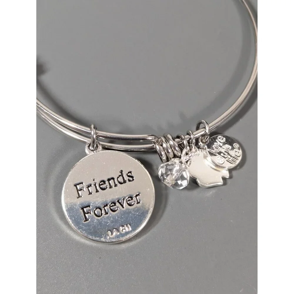 Love This Life Forever Friends Abalone Shell Heart Charm Bracelet Stacking‎ 7.5